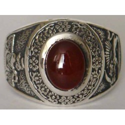 IRAN Persia Shah Pahlavi Lion & Sun Shiro Khorshid & Zoroastrian Farvahar Wing Agate Silver 925 Ring
