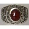 IRAN Persia Shah Pahlavi Lion & Sun Shiro Khorshid & Zoroastrian Farvahar Wing Agate Silver 925 Ring