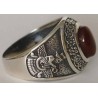 IRAN Persia Shah Pahlavi Lion & Sun Shiro Khorshid & Zoroastrian Farvahar Wing Agate Silver 925 Ring