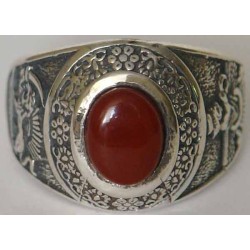 IRAN Persia Shah Pahlavi Lion & Sun Shiro Khorshid & Zoroastrian Farvahar Wing Agate Silver 925 Ring