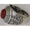 IRAN Persia Shah Pahlavi Lion & Sun Shiro Khorshid & Zoroastrian Farvahar Wing Agate Silver 925 Ring