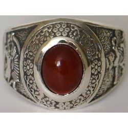 IRAN Persia Shah Pahlavi Lion & Sun Shiro Khorshid & Zoroastrian Farvahar Wing Agate Silver 925 Ring