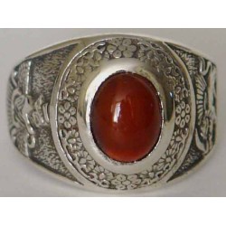 IRAN Persia Shah Pahlavi Lion & Sun Shiro Khorshid & Zoroastrian Farvahar Wing Agate Silver 925 Ring