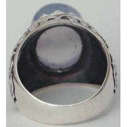 Iran Islam Shia Imam Ali Name Natural Blue Yamani Yemeni Agate Aqeeq Aqiq Sterling Silver 925 Ring