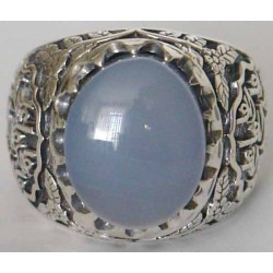 Iran Islam Shia Imam Ali Name Natural Blue Yamani Yemeni Agate Aqeeq Aqiq Sterling Silver 925 Ring