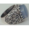 Iran Islam Shia Imam Ali Name Natural Blue Yamani Yemeni Agate Aqeeq Aqiq Sterling Silver 925 Ring