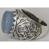 Iran Islam Shia Imam Ali Name Natural Blue Yamani Yemeni Agate Aqeeq Aqiq Sterling Silver 925 Ring