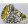 Iran Islam Shia Sharaf e Shams Engraved on Natural Yellow Agate Sterling Silver 925 Ring
