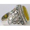 Iran Islam Shia Sharaf e Shams Engraved on Natural Yellow Agate Sterling Silver 925 Ring