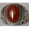 Iran Islam Shia Imam ALI-ON MA' AL-HAQQ Natural Agate Sterling Silver 925 Ring