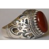 Iran Islam Shia Imam ALI-ON MA' AL-HAQQ Natural Agate Sterling Silver 925 Ring