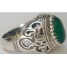 Iran Islam Shia Imam ALI-ON MA' AL-HAQQ Natural Chrysoprase Green Agate Sterling Silver 925 Ring