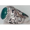 Iran Islam Shia Imam ALI-ON MA' AL-HAQQ Natural Chrysoprase Green Agate Sterling Silver 925 Ring