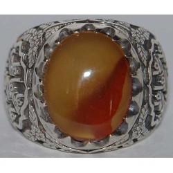 Iran Islam Shia Imam Ali Name Natural Yamani Yemeni Agate Aqeeq Aqiq Sterling Silver 925 Ring