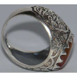 Iran Islam Shia Imam Ali Name Natural Yamani Yemeni Agate Aqeeq Aqiq Sterling Silver 925 Ring