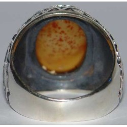 Iran Islam Shia Imam Ali Name Natural Yamani Yemeni Agate Aqeeq Aqiq Sterling Silver 925 Ring