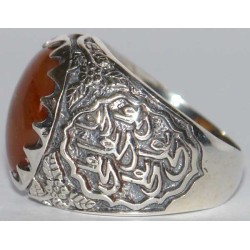 Iran Islam Shia Imam Ali Name Natural Yamani Yemeni Agate Aqeeq Aqiq Sterling Silver 925 Ring