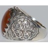 Iran Islam Shia Imam Ali Name Natural Yamani Yemeni Agate Aqeeq Aqiq Sterling Silver 925 Ring