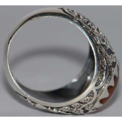 Iran Islam Shia Imam Ali Name Natural Yamani Yemeni Agate Aqeeq Aqiq Sterling Silver 925 Ring