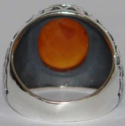 Iran Islam Shia Imam Ali Name Natural Yamani Yemeni Agate Aqeeq Aqiq Sterling Silver 925 Ring