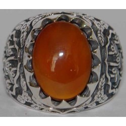 Iran Islam Shia Imam Ali Name Natural Yamani Yemeni Agate Aqeeq Aqiq Sterling Silver 925 Ring