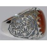 Iran Islam Shia Imam Ali Name Natural Yamani Yemeni Agate Aqeeq Aqiq Sterling Silver 925 Ring