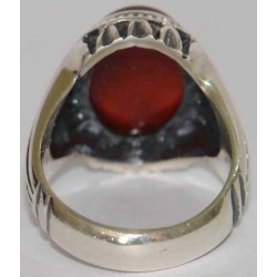 Iran Islam Quran Surat Al-Tawheed Al-Ikhlas Engraved on Natural Agate Aqeeq Aqiq Sterling Silver 925 Ring