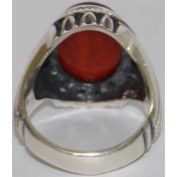 Iran Islam Quran Surat Al-Tawheed Al-Ikhlas Engraved on Natural Agate Aqeeq Aqiq Sterling Silver 925 Ring