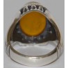 Iran Islam Shia Allah & 14 Masoom Imams Natural Yellow Agate Aqeeq Aqiq Akik Sterling Silver 925 Ring