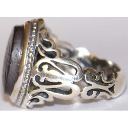 Iran Islam Shia Natural Hadid Sini Hadid Hadeed Chini with the 7 Jalaleh Dua Engraved on all sides Silver 925 Ring
