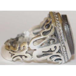Iran Islam Shia Natural Hadid Sini Hadid Hadeed Chini with the 7 Jalaleh Dua Engraved on all sides Silver 925 Ring
