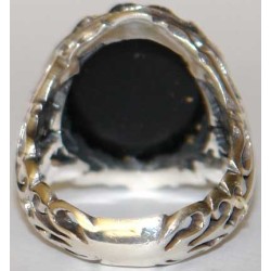 Iran Islam Glory be to Allah and I Praise Him Mirrored Calligraphy Engraved on Natural Agate Aqeeq Sterling Silver 925 Ring