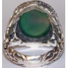 Iran Islam Glory be to Allah and I Praise Him Mirrored Calligraphy Engraved on Natural Chrysoprase Sterling Silver 925 Ring