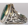 Iran Islam Glory be to Allah and I Praise Him Mirrored Calligraphy Engraved on Natural Chrysoprase Sterling Silver 925 Ring