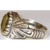 Iran Islam Islamic Shia Imam Ali a.s. Face Hand Carving on Yellow Agate Aqeeq Aqiq Akeek Gemstone Sterling Silver 925 Ring