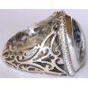 Iran Islam Shia YA ALI Engraved on the back of Natural Durr-e Najaf Clear Gemstone Sterling Silver 925 Ring
