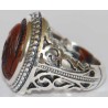 Iran Islam Islamic Shia Imam Ali a.s. Face Hand Carving on Agate Aqeeq Aqiq Akeek Gemstone Sterling Silver 925 Ring