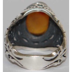 Iran Islam Shia Allah & 14 Masoom Imams Natural Yamani Yemeni Agate Aqeeq Aqiq Akik Sterling Silver 925 Ring