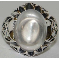 Iraq Islam Islamic Shia Imam Ali Natural Dur-e Najaf Clear Gemstone Sterling Silver 925 Ring