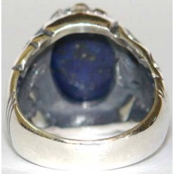 Iran Islam Shia Imam ALI-ON MA' AL-HAQQ Natural Lajward ( Lapis Lazuli ) Gemstone Sterling Silver 925 Ring