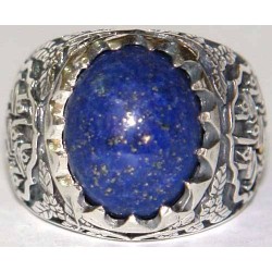 Iran Islam Shia Imam ALI Name Natural Lajward ( Lapis Lazuli ) Gemstone Sterling Silver 925 Ring
