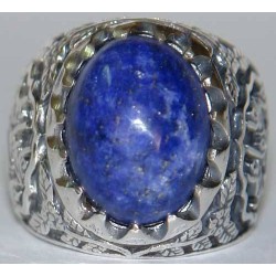Iran Islam Shia Imam ALI Name Natural Lajward ( Lapis Lazuli ) Gemstone Sterling Silver 925 Ring