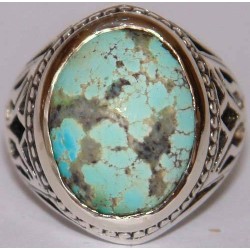Iran Persian Natural Neyshabur Firoozeh Shajar Turquoise Sterling Silver 925 Ring