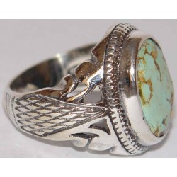 Iran Persian Natural Neyshabur Firoozeh Shajar Turquoise Sterling Silver 925 Ring