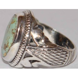 Iran Persian Natural Neyshabur Firoozeh Shajar Turquoise Sterling Silver 925 Ring