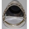Iran Islam Shia SALAWAT Blessing to Prophet & Ahlu-l Bait Natural Black Agate Aqeeq Aqiq Onyx Silver 925 Ring