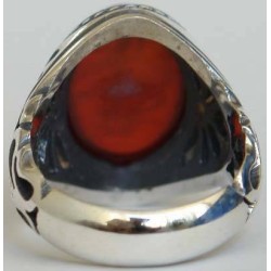 Iran Islam Shia SALAWAT Blessing to Prophet & Ahlu-l Bait Natural Agate Aqeeq Aqiq Silver 925 Ring