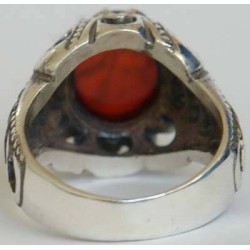 Iran Islam Shia SALAWAT Blessing to Prophet & Ahlu-l Bait Natural Agate Aqeeq Aqiq Silver 925 Ring