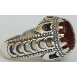 Iran Islam Shia SALAWAT Blessing to Prophet & Ahlu-l Bait Natural Agate Aqeeq Aqiq Silver 925 Ring