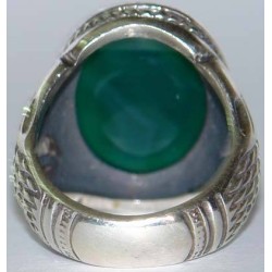 Iran Islam Shia SALAWAT Blessing to Prophet & Ahlu-l Bait Natural Chrysoprase Green Agate Aqeeq Aqiq Silver 925 Ring